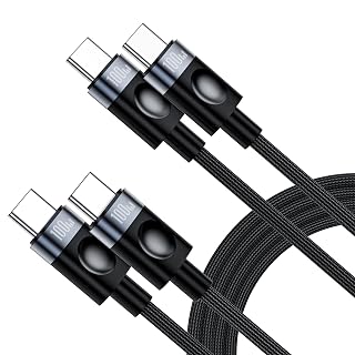 USB C to USB C Cable 100W, 10ft Fast Charging Cord (2-Pack),Long Braided Nylon Type C Charger for MacBook Pro/Air, iPad Pro, iPhone 17/16/15, Samsung Galaxy S25/S24/S23 - Black - Amazon product rated Grade A