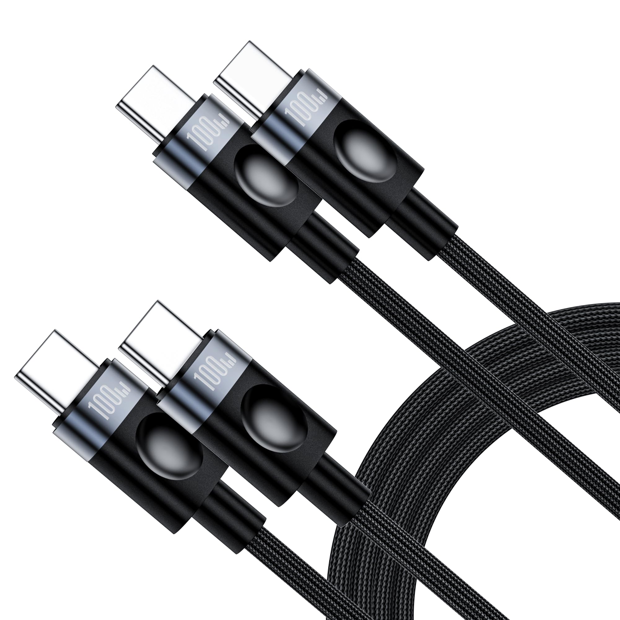 Cable USB C a USB C de 100 W, cargador tipo C de carga rápida (3.3 pies, paquete de 2) cable de nailon trenzado largo para coche, compatible con MacBook Pro/Air, iPad Pro, iPhone 17/16/15, Samsung S23