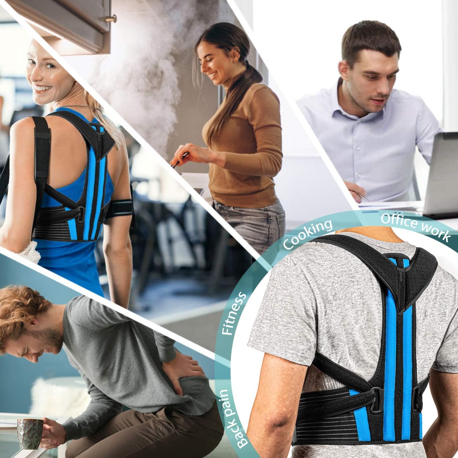 Posture Corrector - Adjustable Back Brace for Men & Women – Support Brace for Pain Relief from Neck, Back & Shoulder – Please Check Sizing Chart …