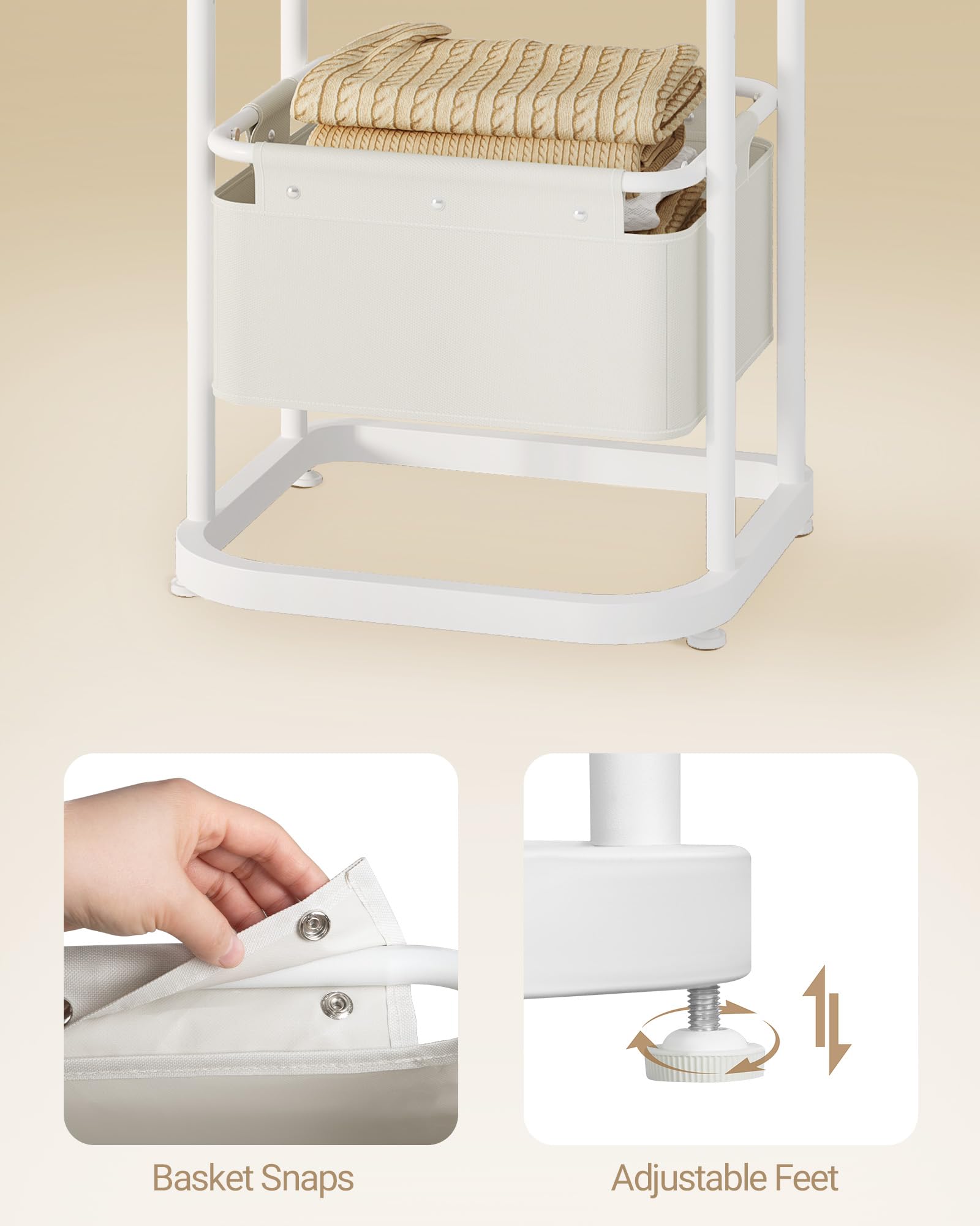 HOFUNTRE Kapstok Met Schoenenkast,kapstok Schoenenbank,stevige Schoenenplank,vrijstaande Kapstok ,Verdikte Koolstofstalen Buis, Sterk En Stabiel Draagvermogen, Veilig In Gebruik(White,60cm*172cm/23.6i