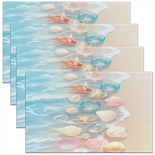 Miniatura 5 de jejeloiu Juego de 4 manteles individuales con estampado de radio Boombox de 18 x 12 pulgadas, manteles individuales retro para mesa de radio, Azul