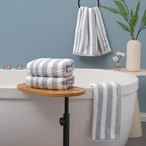 Miniatura 5 de VOOVA & MOVAS Toallas de mano de baño, 4 piezas de 16 x 27 pulgadas, 100% algodón, suaves, de secado rápido, absorbentes, ligeras, juego decorativo,