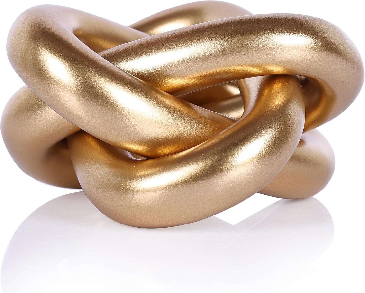 Gold Knot Decor for Coffee Table, Modern Geometric Sculpture Accent, Golden Table Decorations for Living Room, Shelf Desk or TV Stand Decor, Decorative Knot Ornament (Gold)