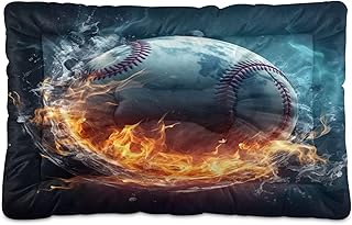 Kigai Ice Fire Baseball Dog Bed Machine Washable Pet Bed Mattress Comfortable Soft Pet Bed Mat Non-Slip Bottom Couch for Small Medium Dogs,36x24 Inch