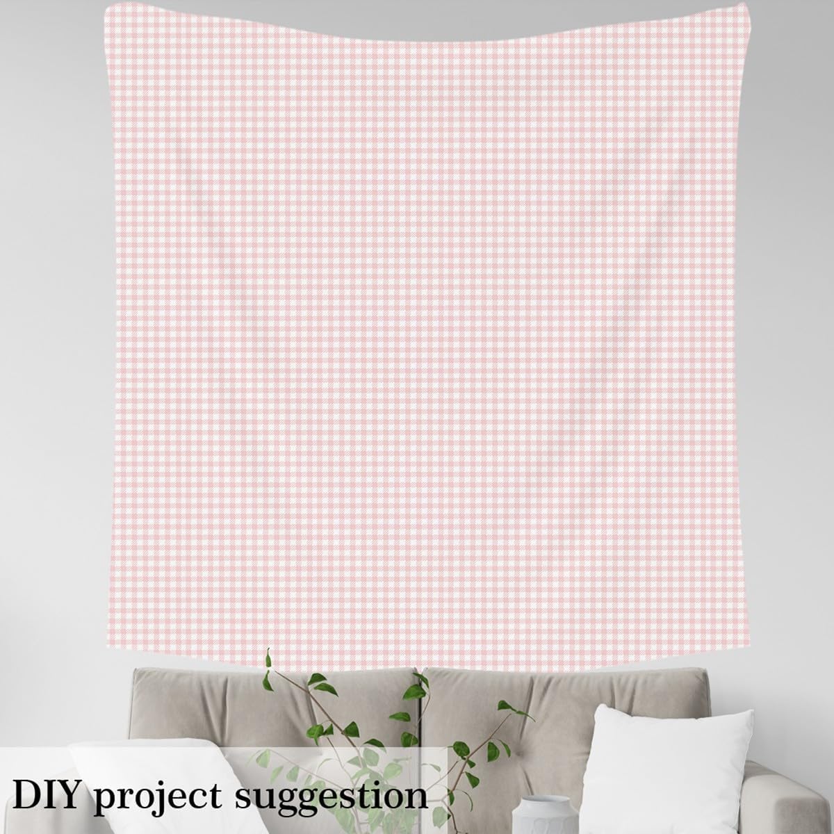 jejeloiu Buffalo Check Upholstery Fabric by The Yard, Plaid Reupholstery Fabric for Chairs,Grid Decorative Waterproof Outdoor Fabric, 2 Yards White Pink