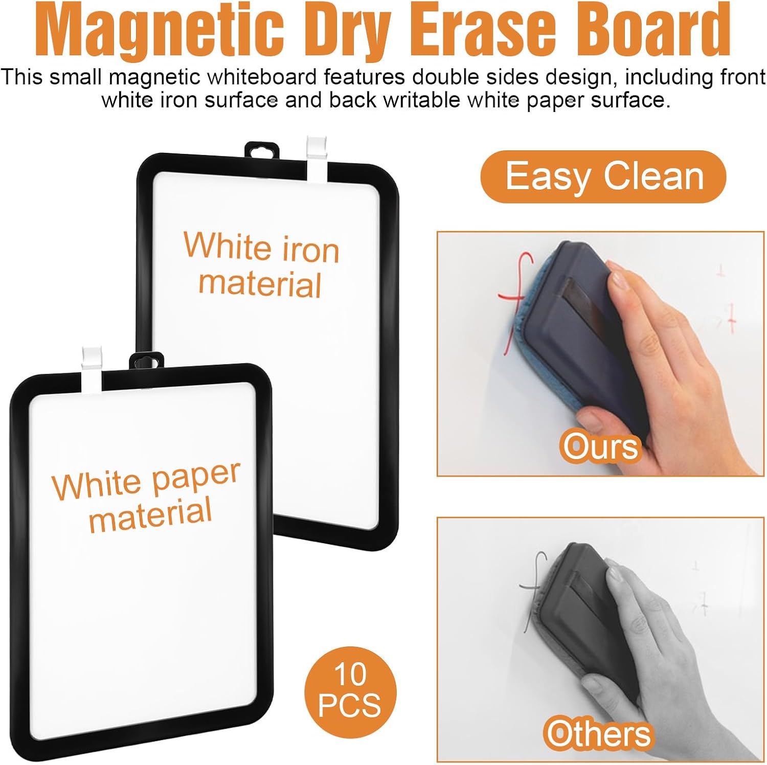 10 Small White Board Dry Erase Boards Classroom Pack Mini White Boards 8.5" x11” Double Sided Personal Whiteboards