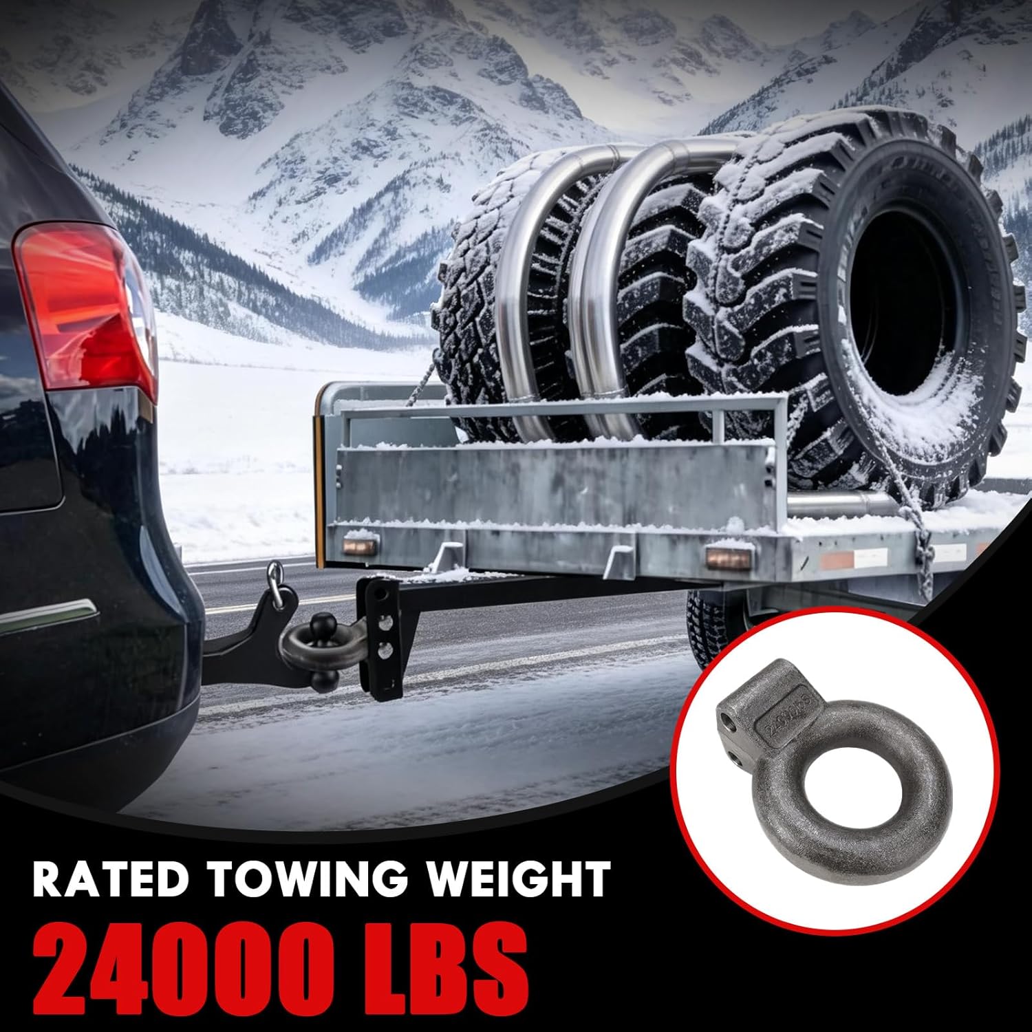 3 Inch Pintle Hitch Lunette Ring 24000Lbs Capacity Channel Bracket Required Compatible with Trailer