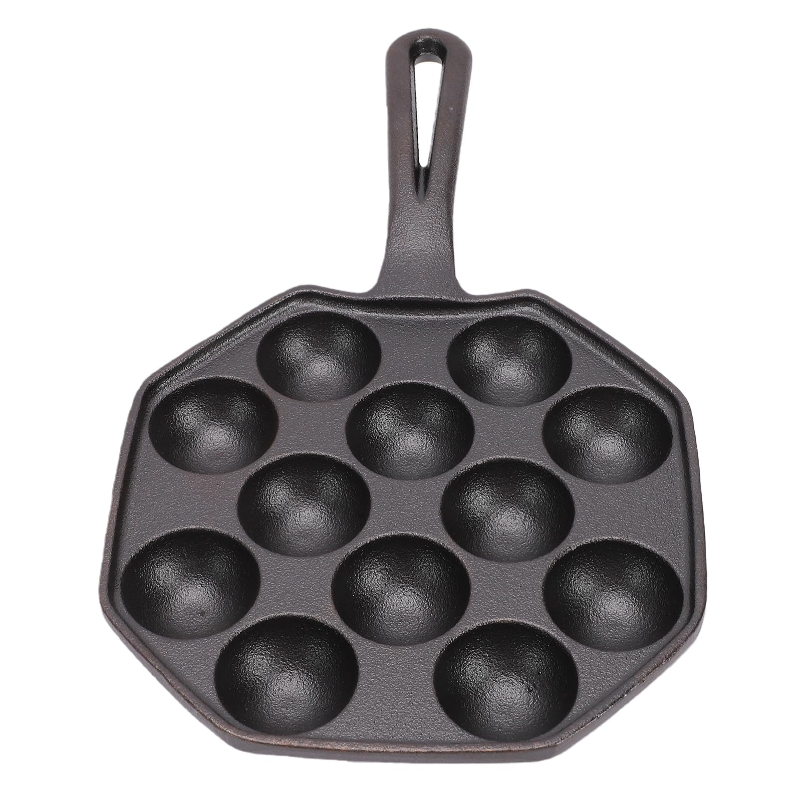Poêle à boules de poulpe en fonte robuste durable avec 12 cavités de cuisson