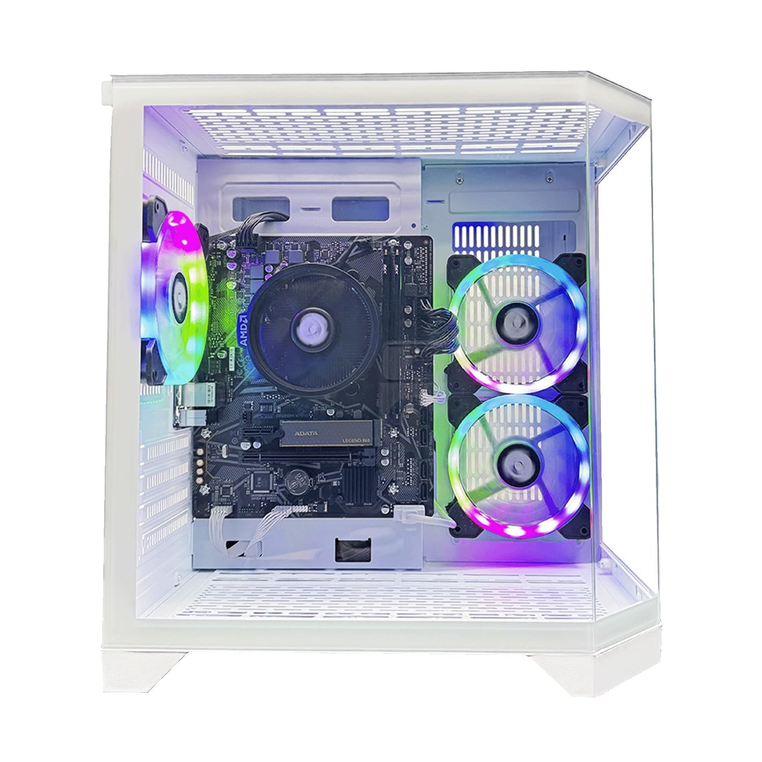 NitroPC - Bronze Plus Pack | Full Gaming PC (AMD Ryzen 5 5655G 6/12 4.6GHz, RX Vega 7, 16GB RAM, M.2 1TB, Windows 11 Pro, RGB | WiFi, 24" Display, Keyboard, Mouse, Headphones) Desktop PC (White) - 5