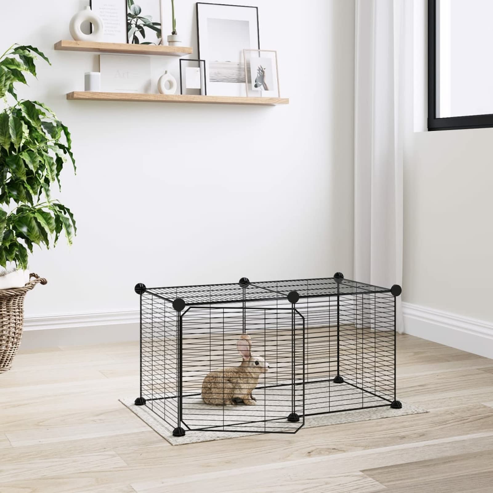 Homgoday Klatka dla psa klatka dla psa wewnętrzna Kennel dla psów klatki dla psów ogrodzenie dla psów na zewnątrz klatka dla zwierząt 8 paneli z czarnymi drzwiami 35 x 35 cm stal Model3114053