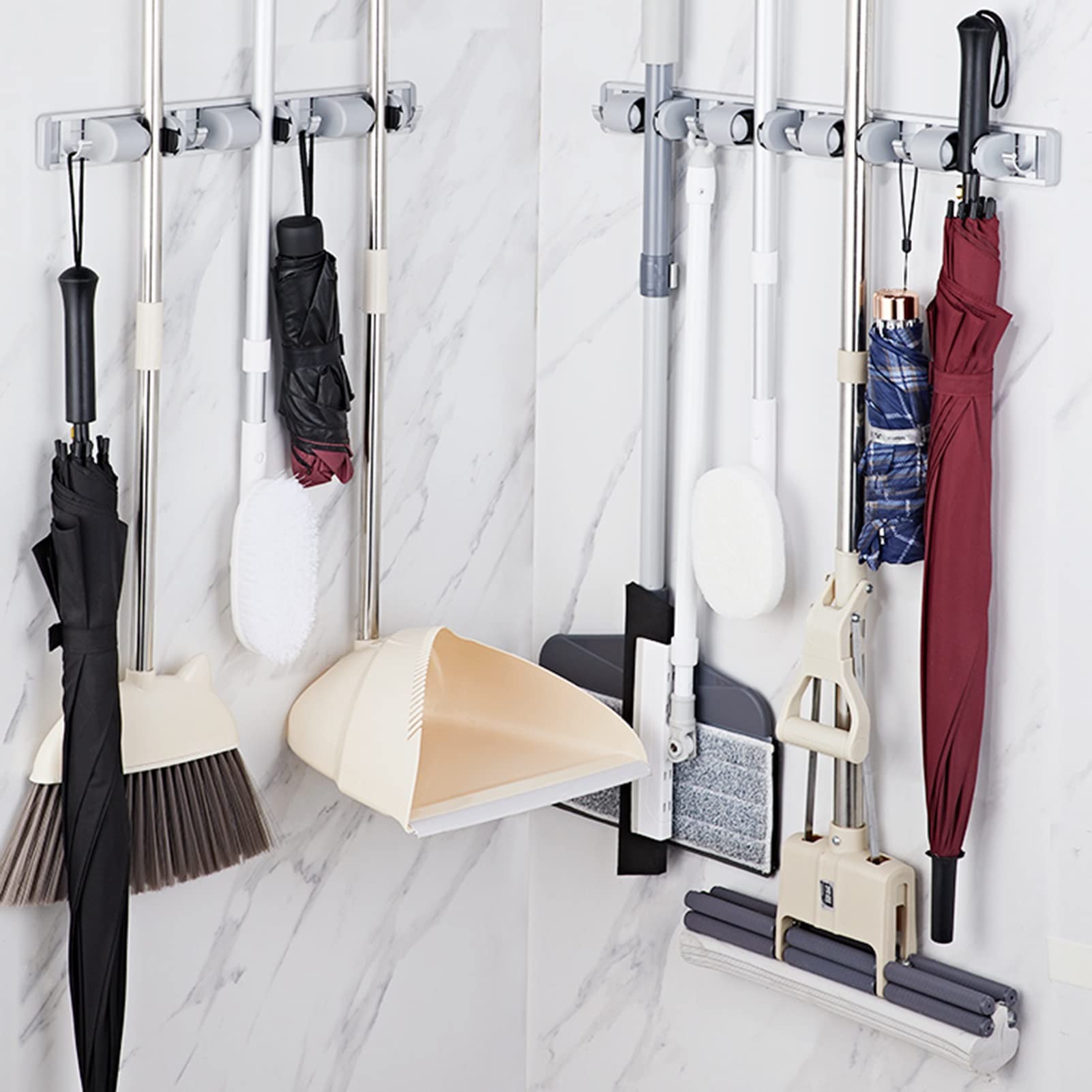 Wandhalterung, Besenhalter, Mopphalter, selbstklebend, kein Bohren, super Rutschfester Moppständer, for Hausgarten, Garage und Aufbewahrung (Size : 51.5 * 5 * 5cm)