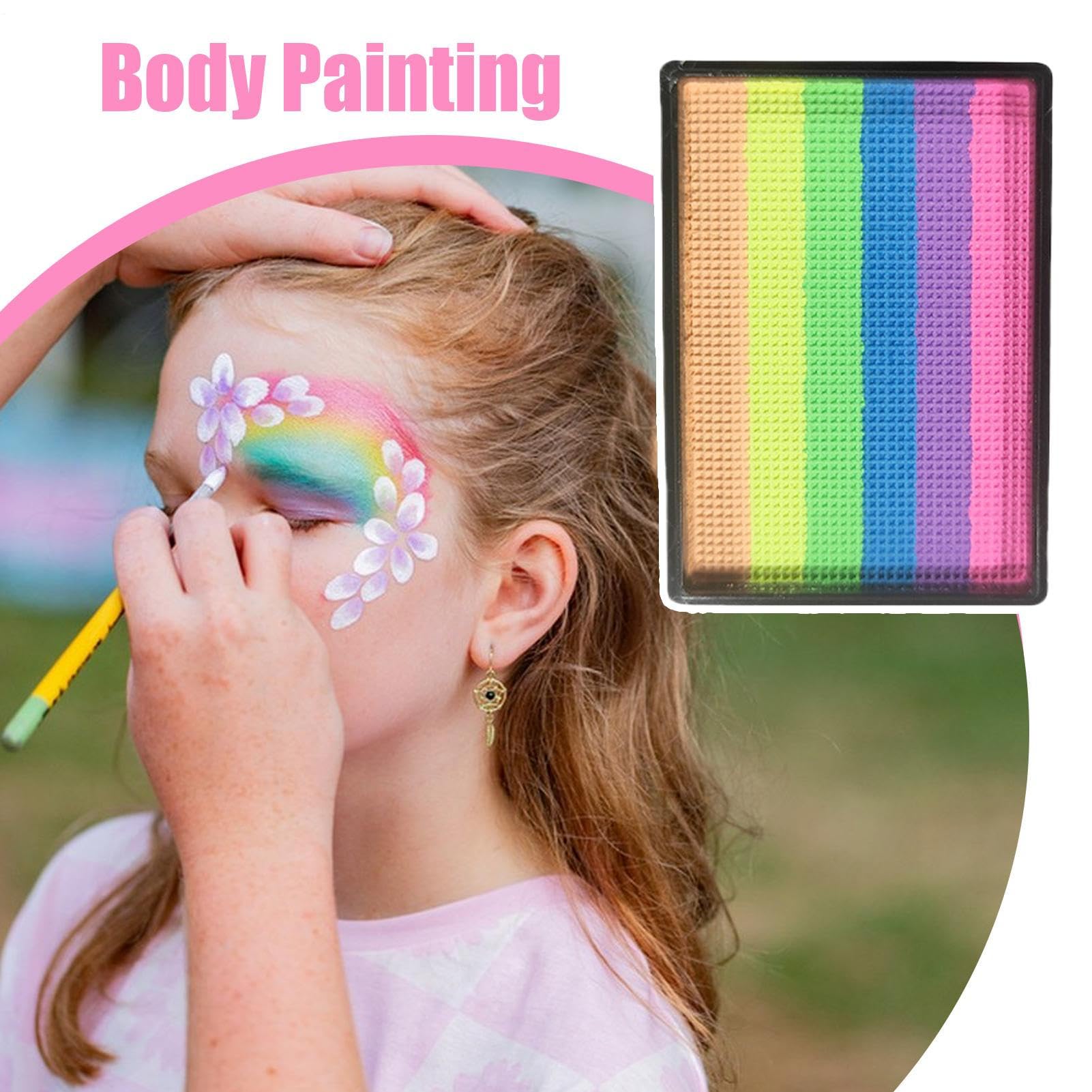 Face Paint Palette - 4x 6cm Professional Face Paint Kit | 6 Colors Makeup Watercolor Set | Body Colour Palette For Carnival Wedding Christmas Concert Cosplay Festival Birthday Adults Makeup