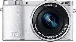 Samsung NX3000 Câmera digital sem fio inteligente 20,3 MP Mirrorless com lente zoom de energia OIS de 16-50 mm e flash (branco)