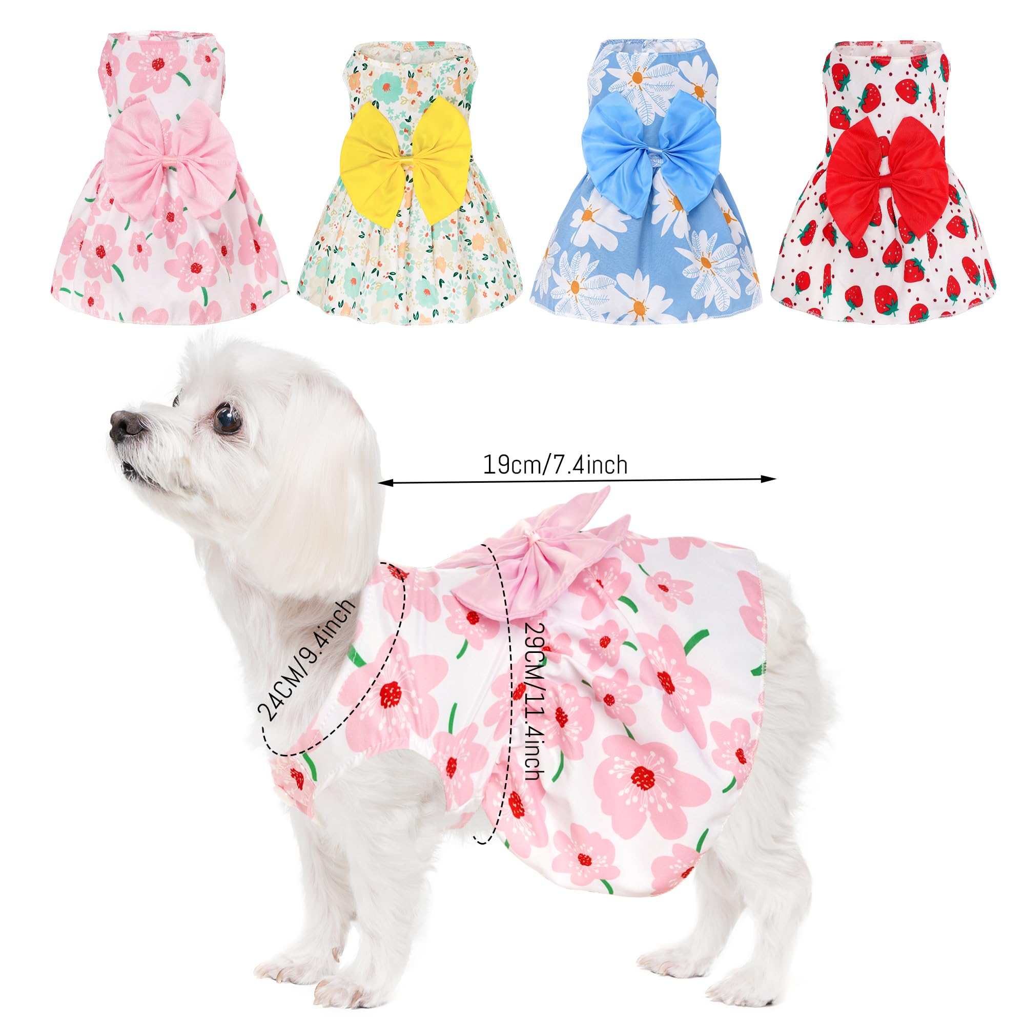 choyaxo 4pcs Cute Dog Dress Pet Dress Puppy Skirt Summer Pet Clothes for Puppy Small Cats