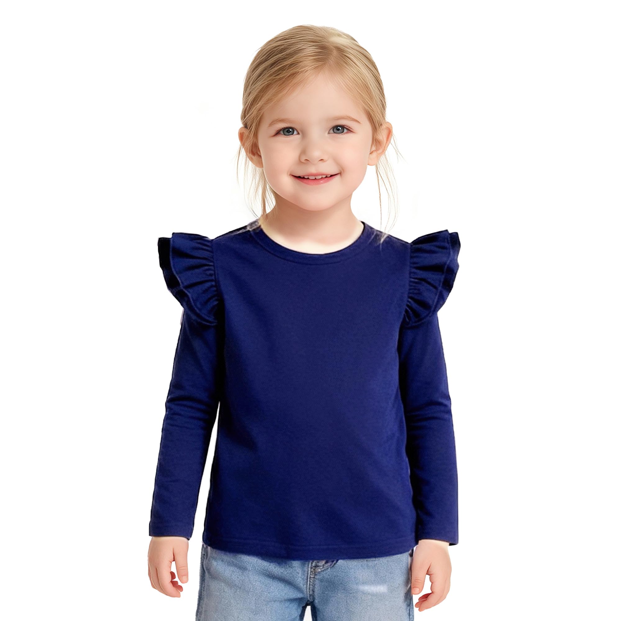 Toddler Baby Girls Solid Color Ruffle T Shirt