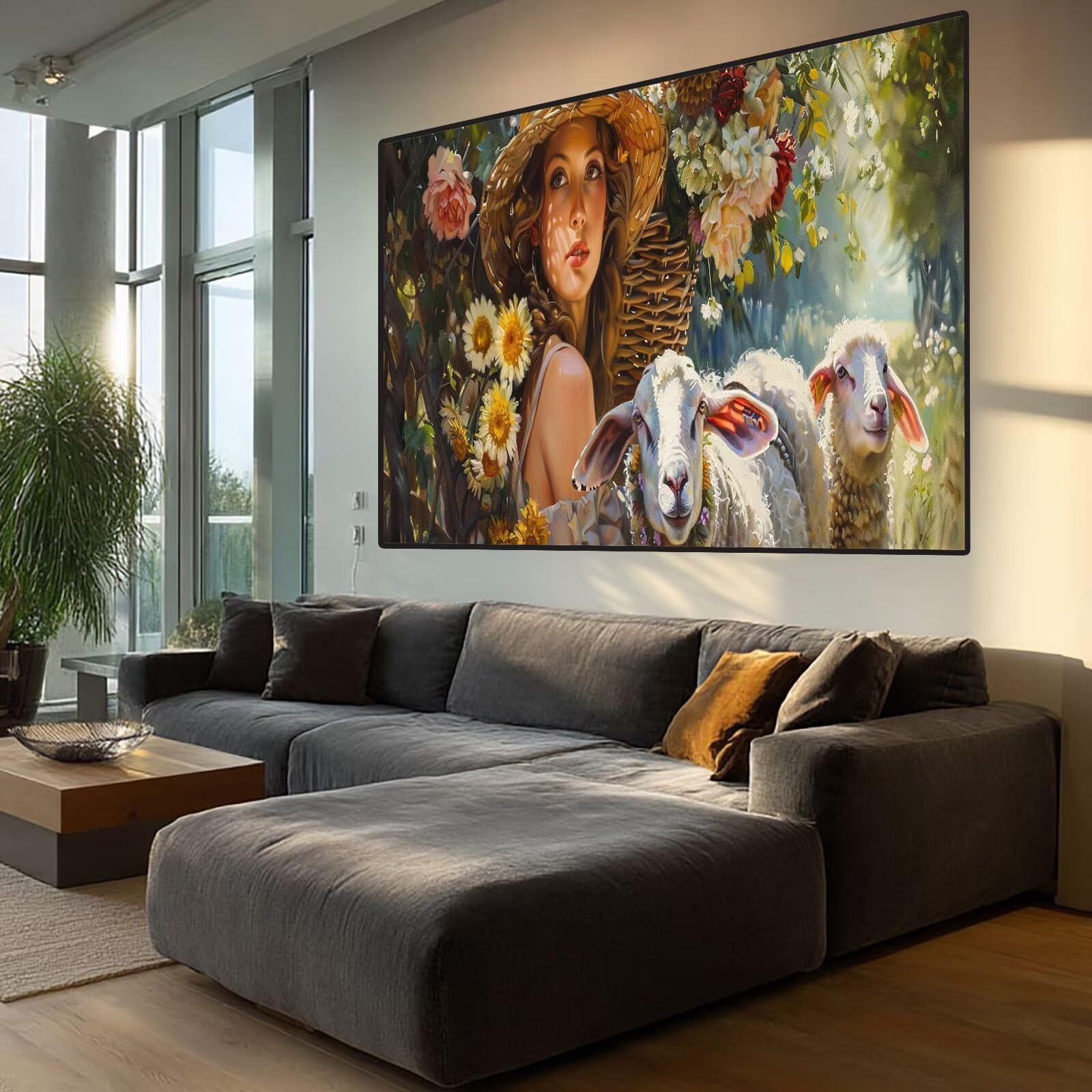 Beauty Diamond Art Sheep Diamond Painting Arts and Crafts for Adults,5D Diamont Painting Kits Adults Crysta Cross Stitch Pictures, DIY Zestaw do haftowania dla początkujących, dekoracja ścienna do