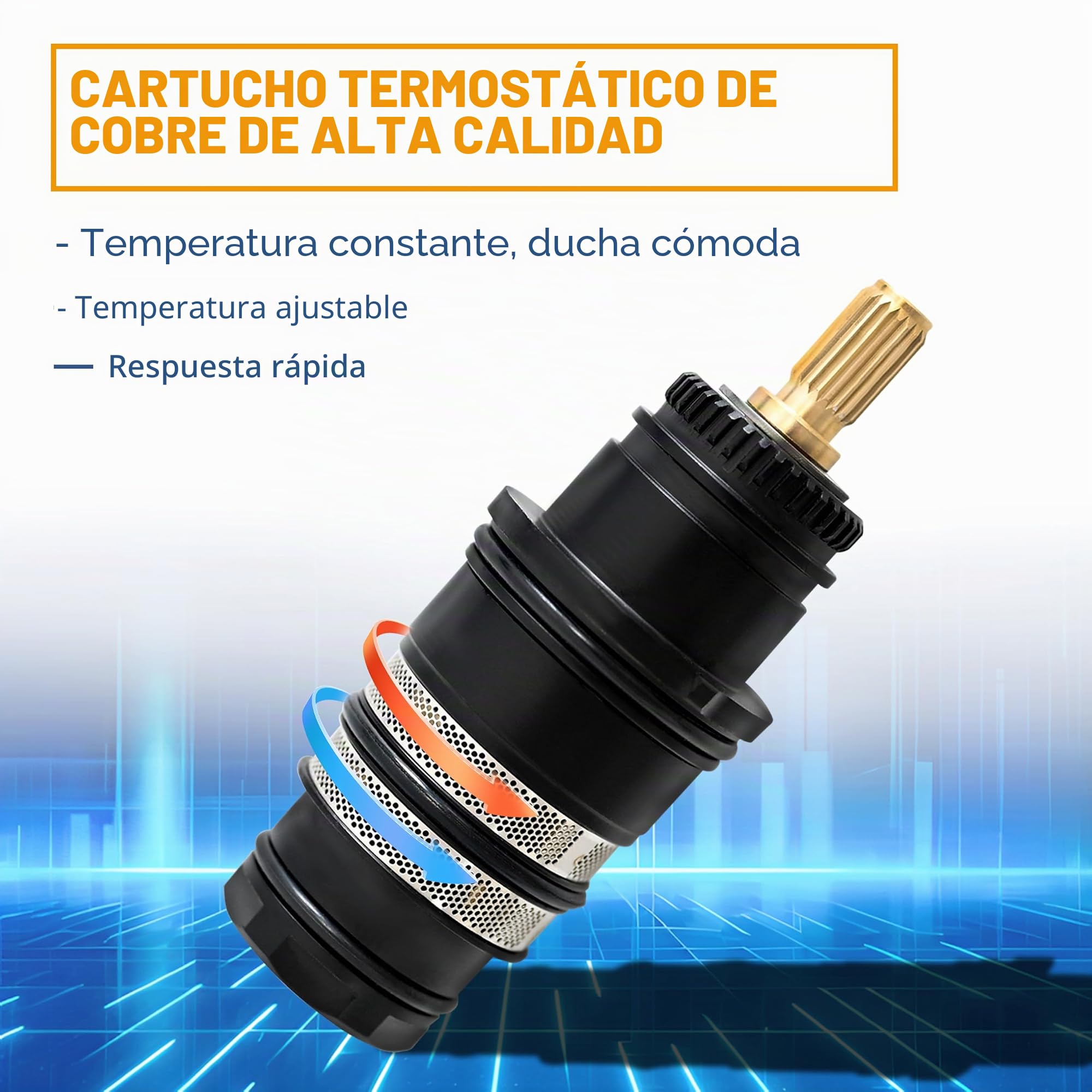 98282000 Unidad de Control de Temperatura – Con Eje de Latón, Revestimiento Galvanizado Avanzado – Compatible con 98282 T30