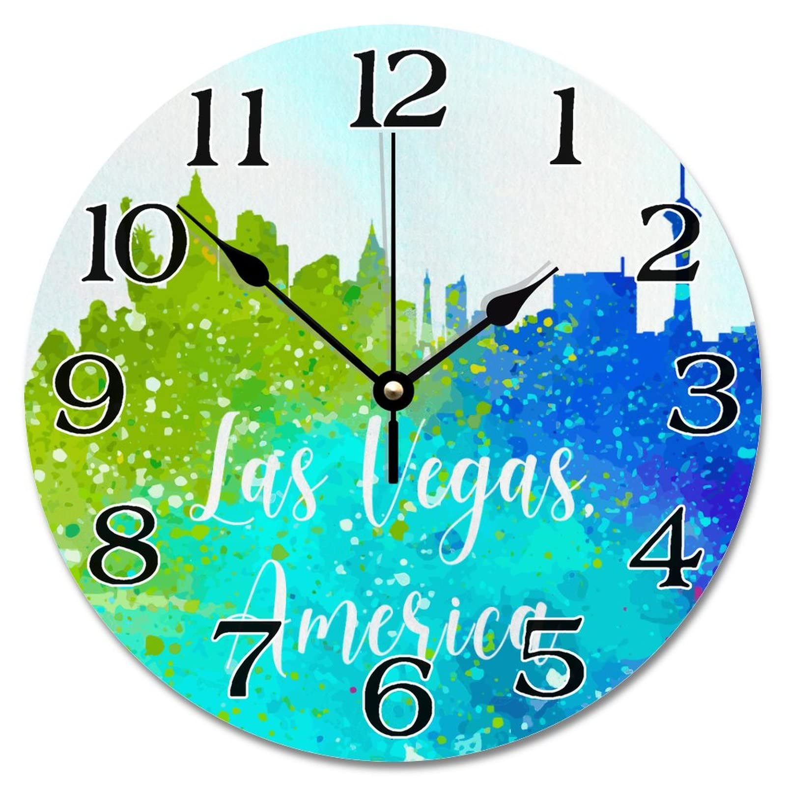 Horloge murale silencieuse Las Vegas sans tic-tac pour bien dormir