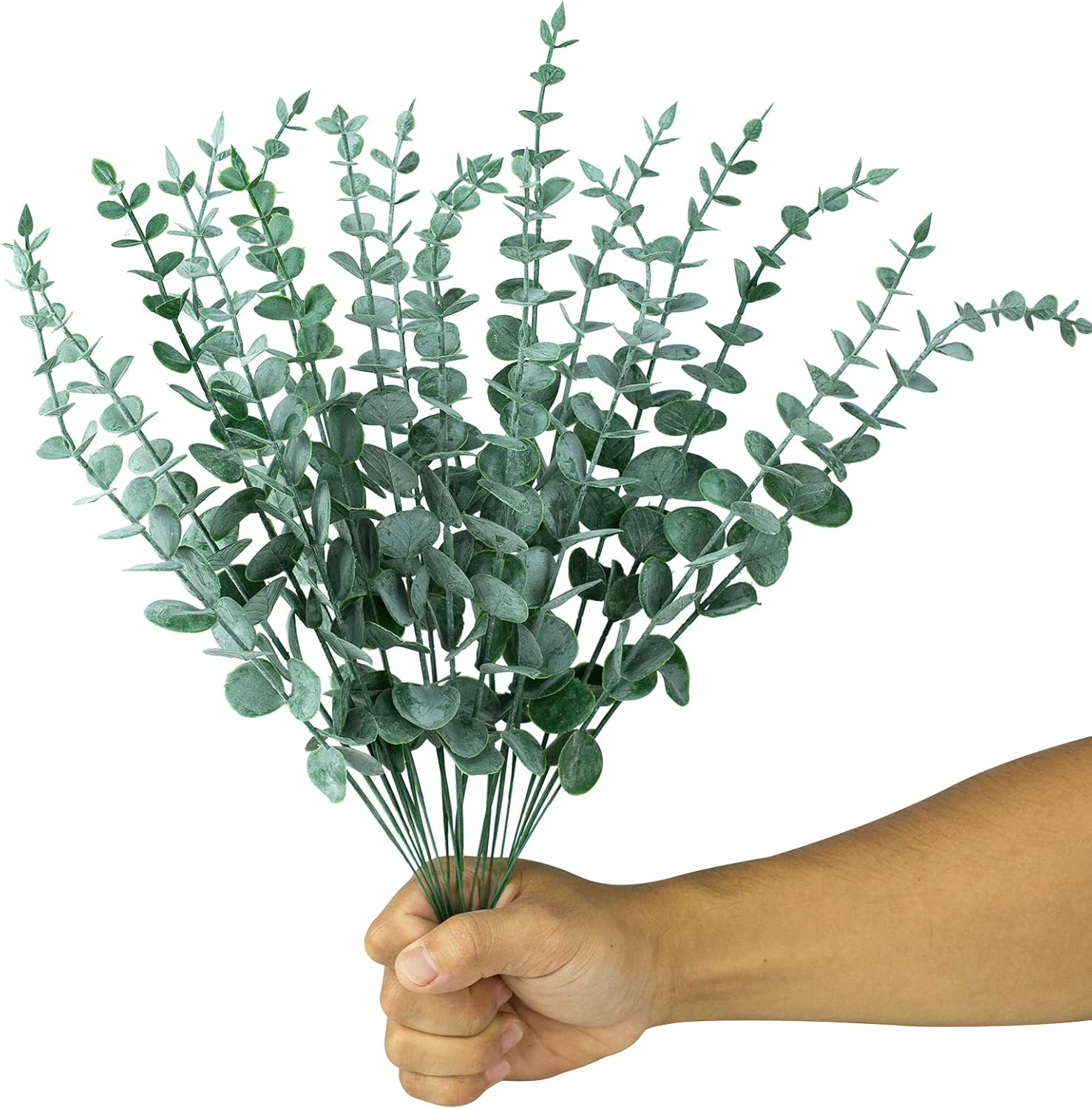 HAQIULINE 30pcs Artificial Eucalyptus Stems 15 inch Real Touch Faux