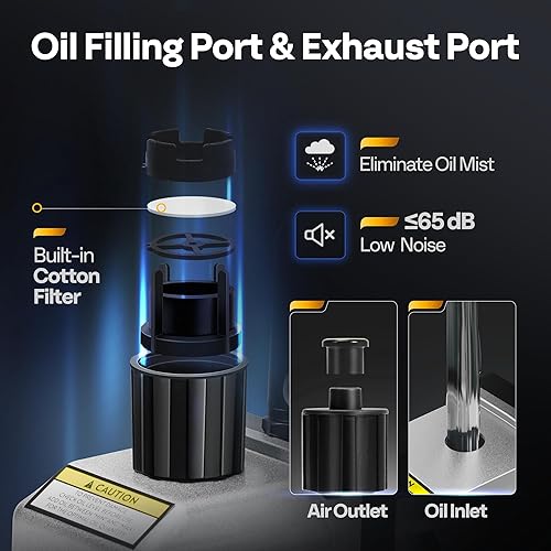 Miniatura 5 de VIVOHOME Bomba de vacío HVAC de una sola etapa de 4.5 CFM 13 HP 110V con botella de aceite y máquina portátil de recuperación de refrigerante de un