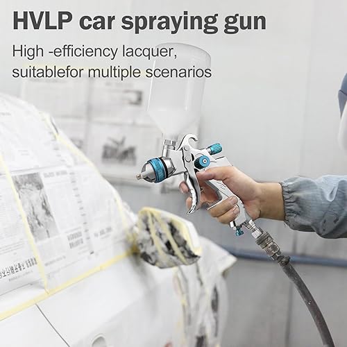 Miniatura 7 de Kit profesional de pistola de pulverización HVLP con boquillas de 1.41.70.079 in, pistola pulverizadora de pintura de alimentación por gravedad,