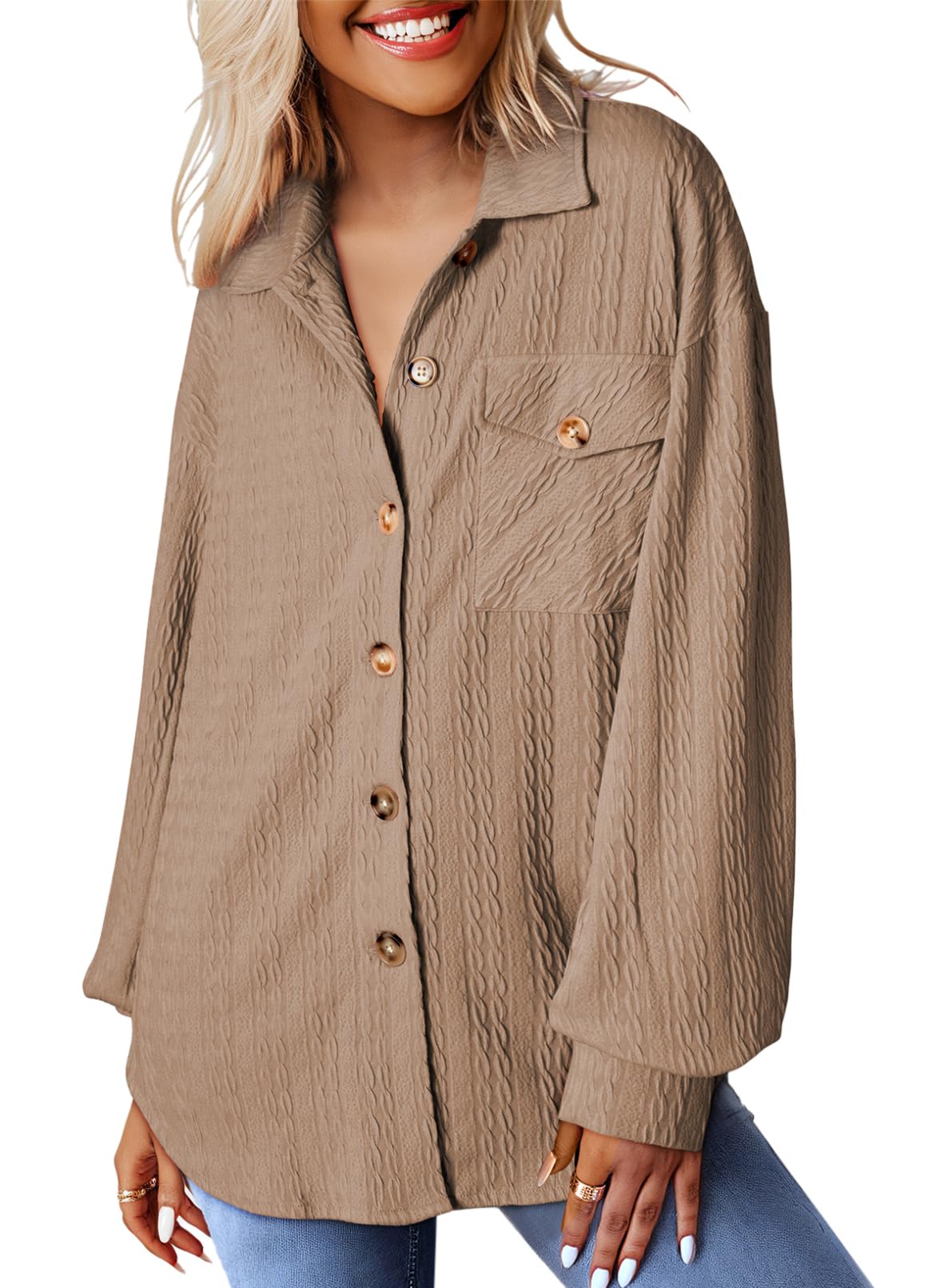 Dokotoo Bluse Damen Musselin Langarmshirt Baumwolle Lässig Oberteile Hemd Langarm Einfarbig Tops Farbblock Shirts Hemdjacke S-XXL