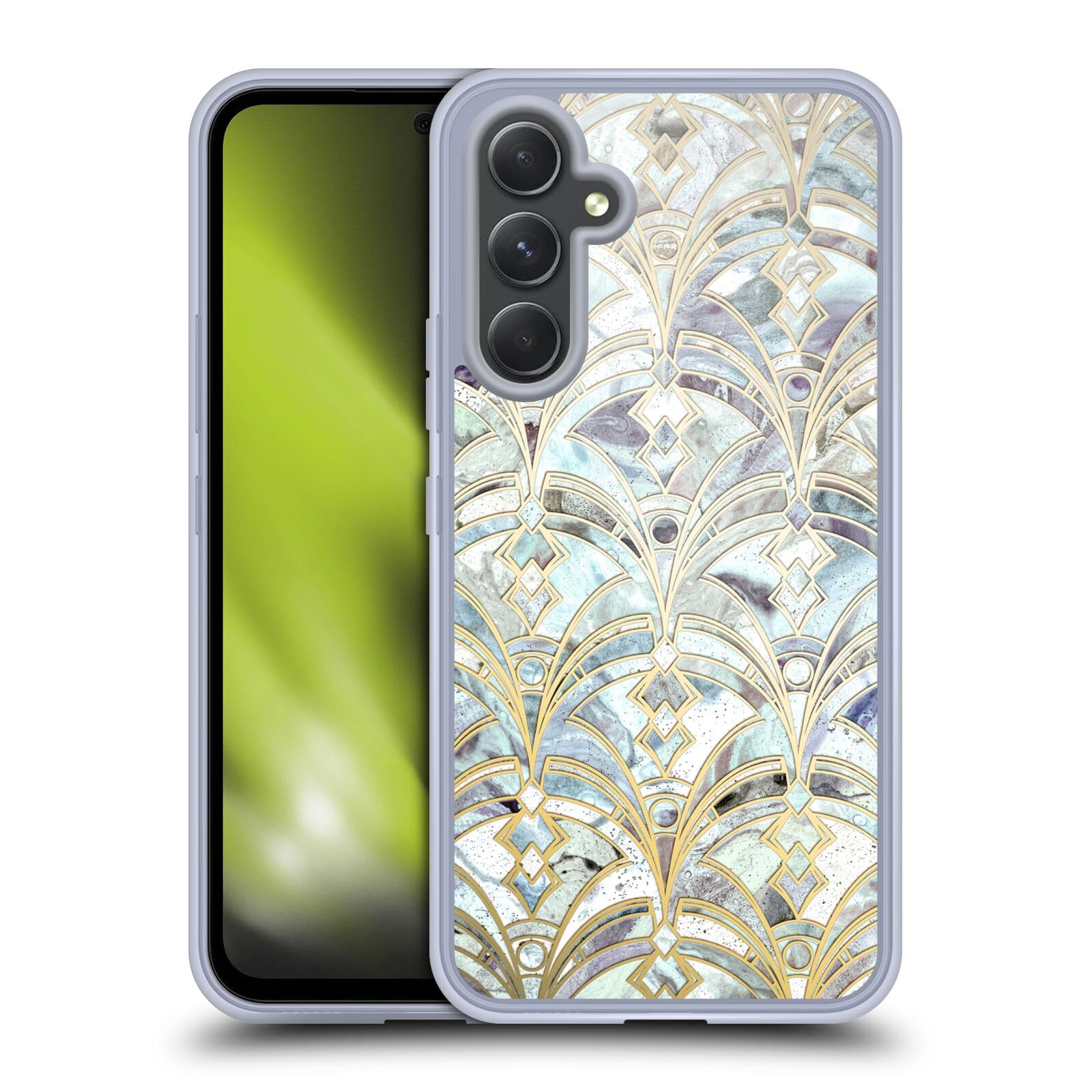 Head Case Designs Officially Licensed Micklyn Le Feuvre Pale Bright Mint and Sage Art Deco Marbling Marble Patterns Gel Case [Military Grade Protection] Compatible with Samsung Galaxy A54 5G
