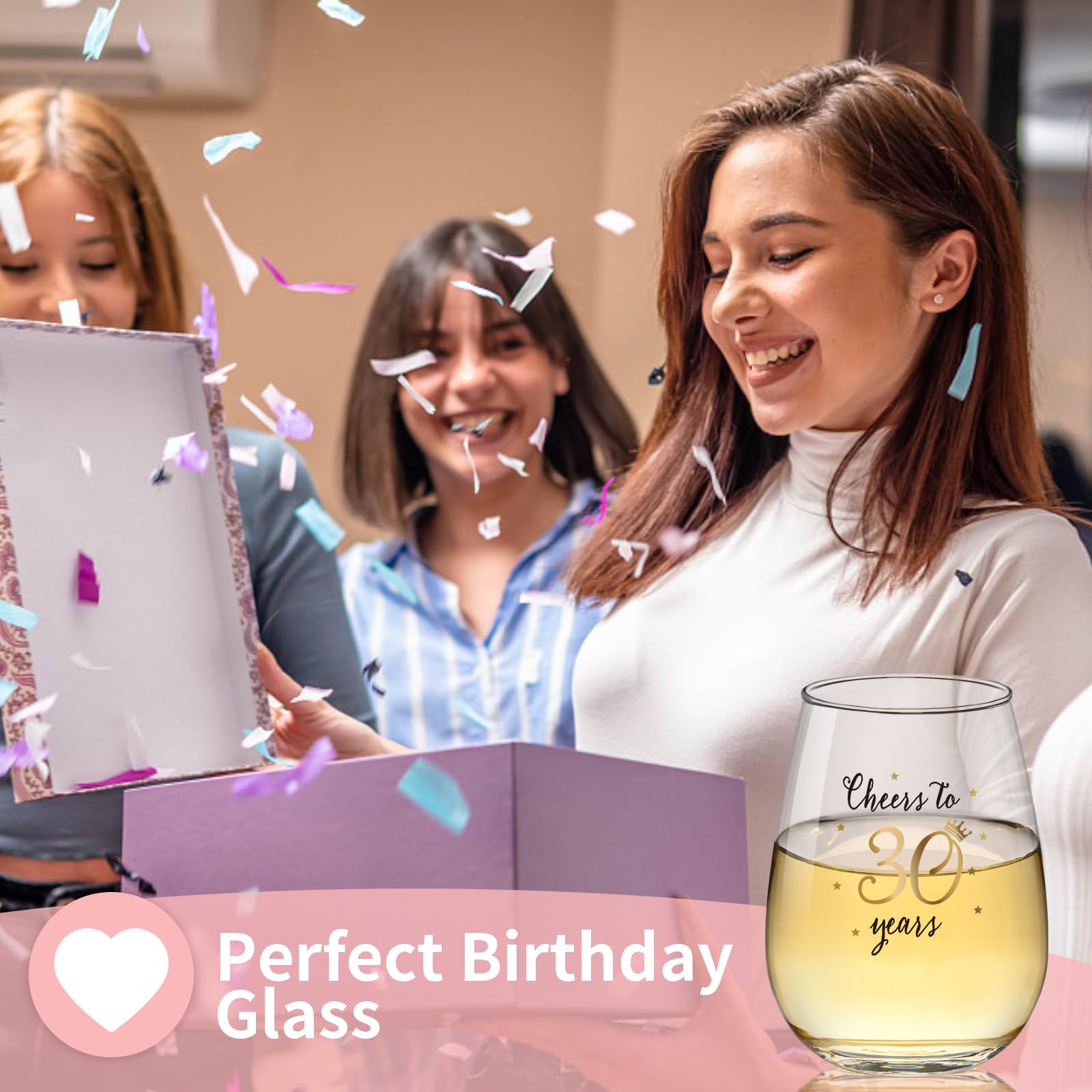 Bicchiere Da Vino 30° Compleanno 425 Ml - Senza Stelo, Infrangibile, Personalizzato "29+" Per Donne E Uomini - Regalo Divertente
