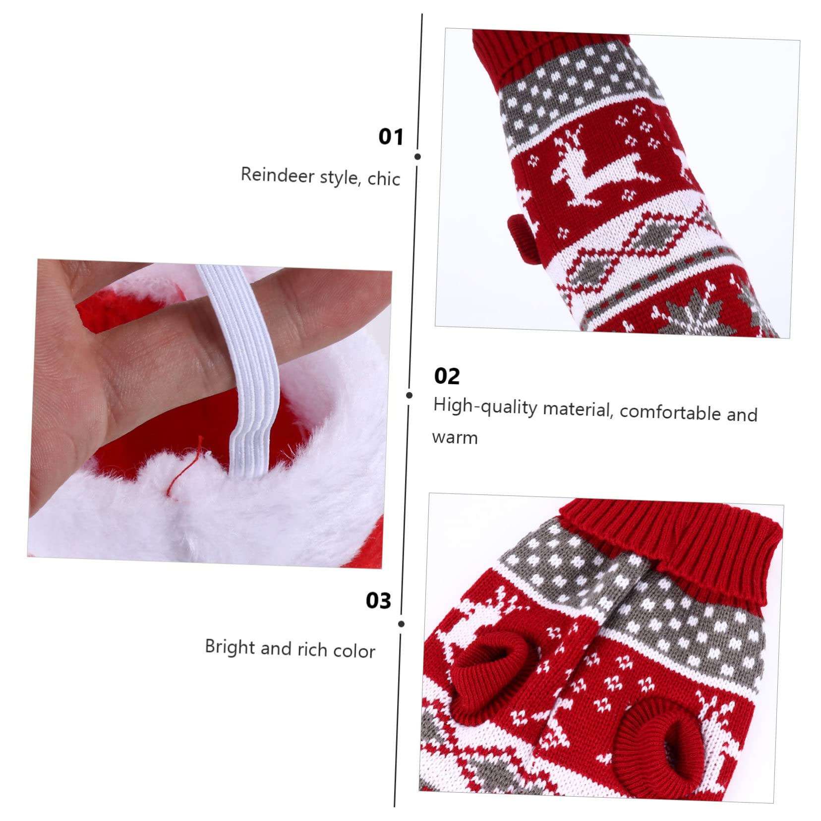 BESPORTBLE 3 Set Adorabile Maglione Per Animali Domestici Costume Di Natale Per Cani Maglione Renna Con Cappello Abbigliamento Per Animali Domestici 2 Pezzi * 3