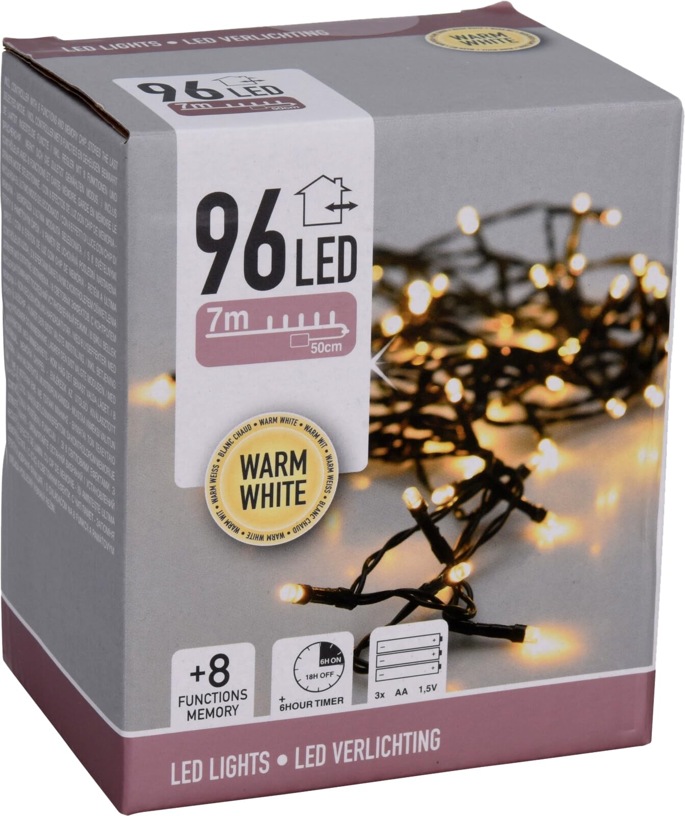 Koopman International b.v. 7 m String Lights 96 LED Warm White Christmas Lights Winter Decoration for Interior and Exterior