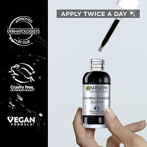 Miniatura 4 de Garnier Skin - Suero de carbón de niacinamida, 1.0 fl oz, para pieles propensas a manchas
