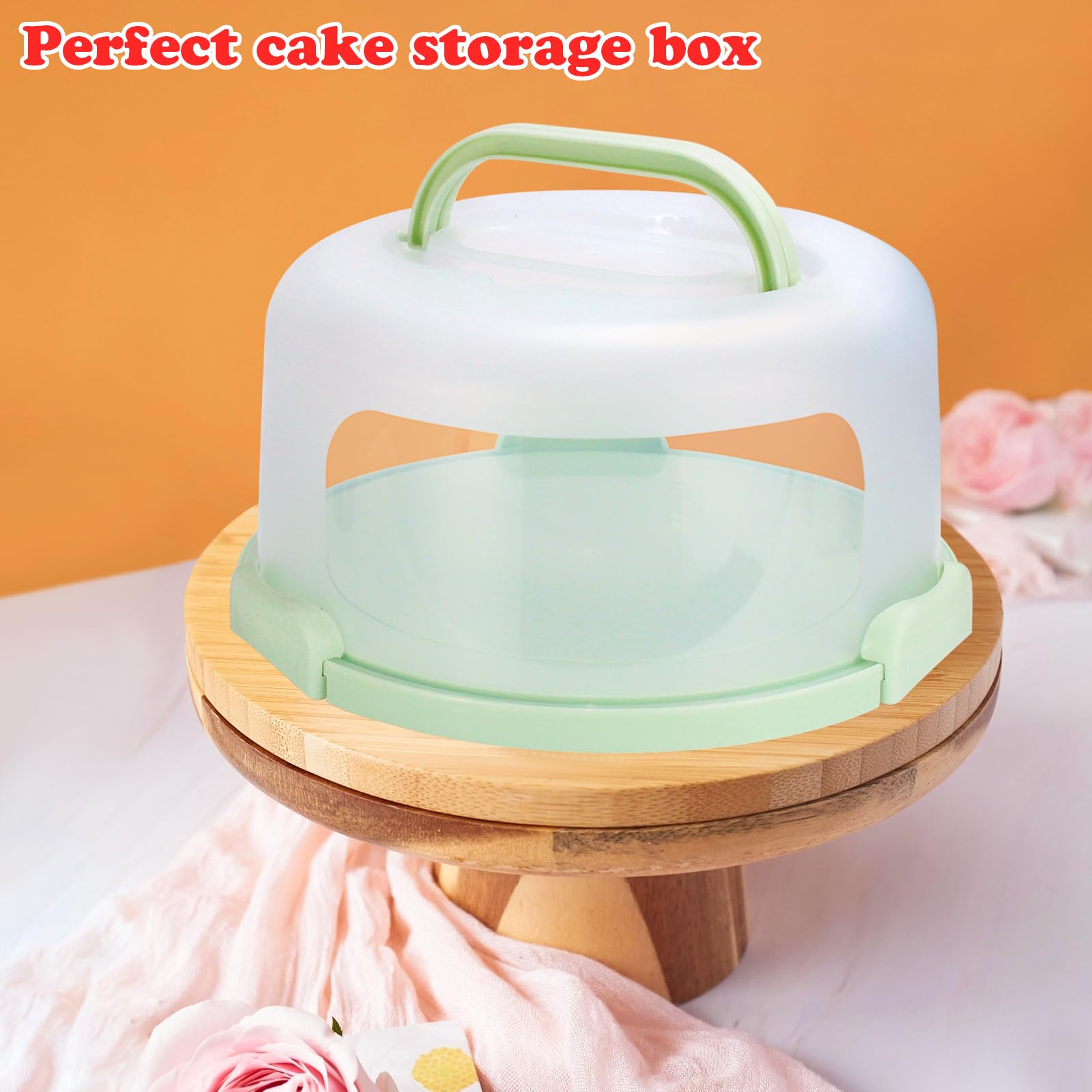 Soporte para tartas con tapa y asa, se adapta a soporte para tartas de 10 pulgadas con tapa, contenedor de almacenamiento de transporte de pasteles, soporte para tartas con tapas, 3 cierres