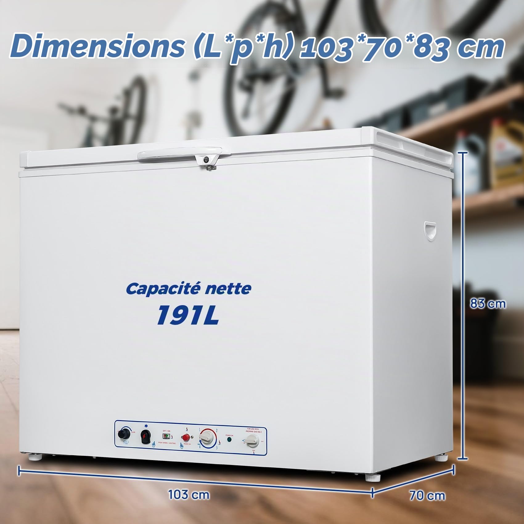 Smad Congélateur à Gaz, 200L, Congélateur Camping, Gaz/220V, Silencieux pour Maison Garage Salon Cabanon Gîte Camping, Blanc