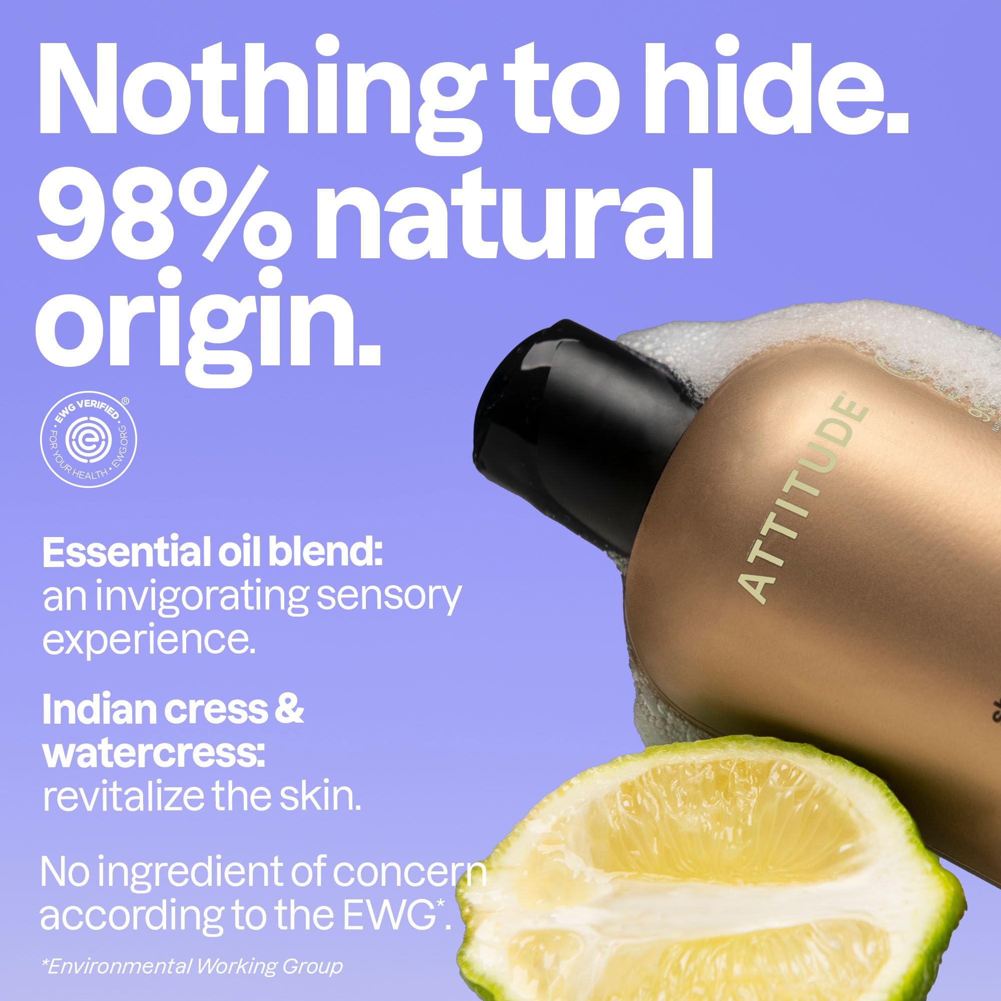 ATTITUDE Body Wash with Essential Oils, Moisturizing Shower Gel, Gentle Daily Cleanser, EWG Verified, Vegan Clean Beauty Skin Care, Bergamot & Ylang Ylang, 444 mL - 4