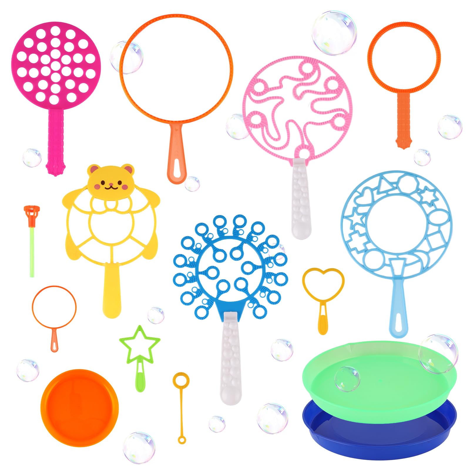 INQUIRLLY Soap Bubbles Set, 15 Pieces Bubble Wand Children's Bubble Set, Bubble Maker for Children for Indoor and Outdoor Bubble Maker Games, Perfect for Children's Birthday, Parties, Wedding