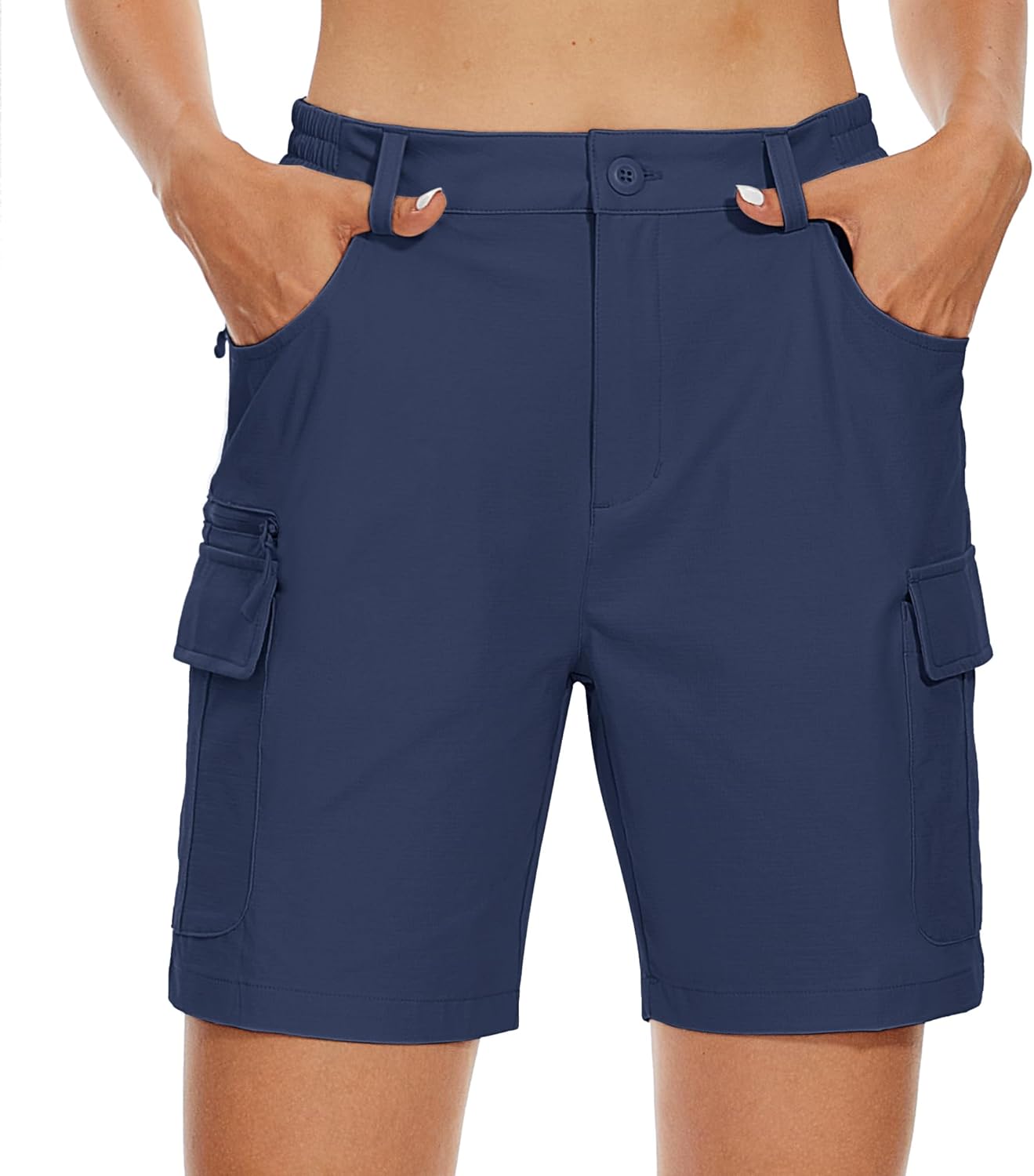 MAGCOMSEN Women's 7" Hiking Golf Shorts 6 Pockets Lightweight Quick Dry Outdoor Casual Cargo Shorts Water Resistant