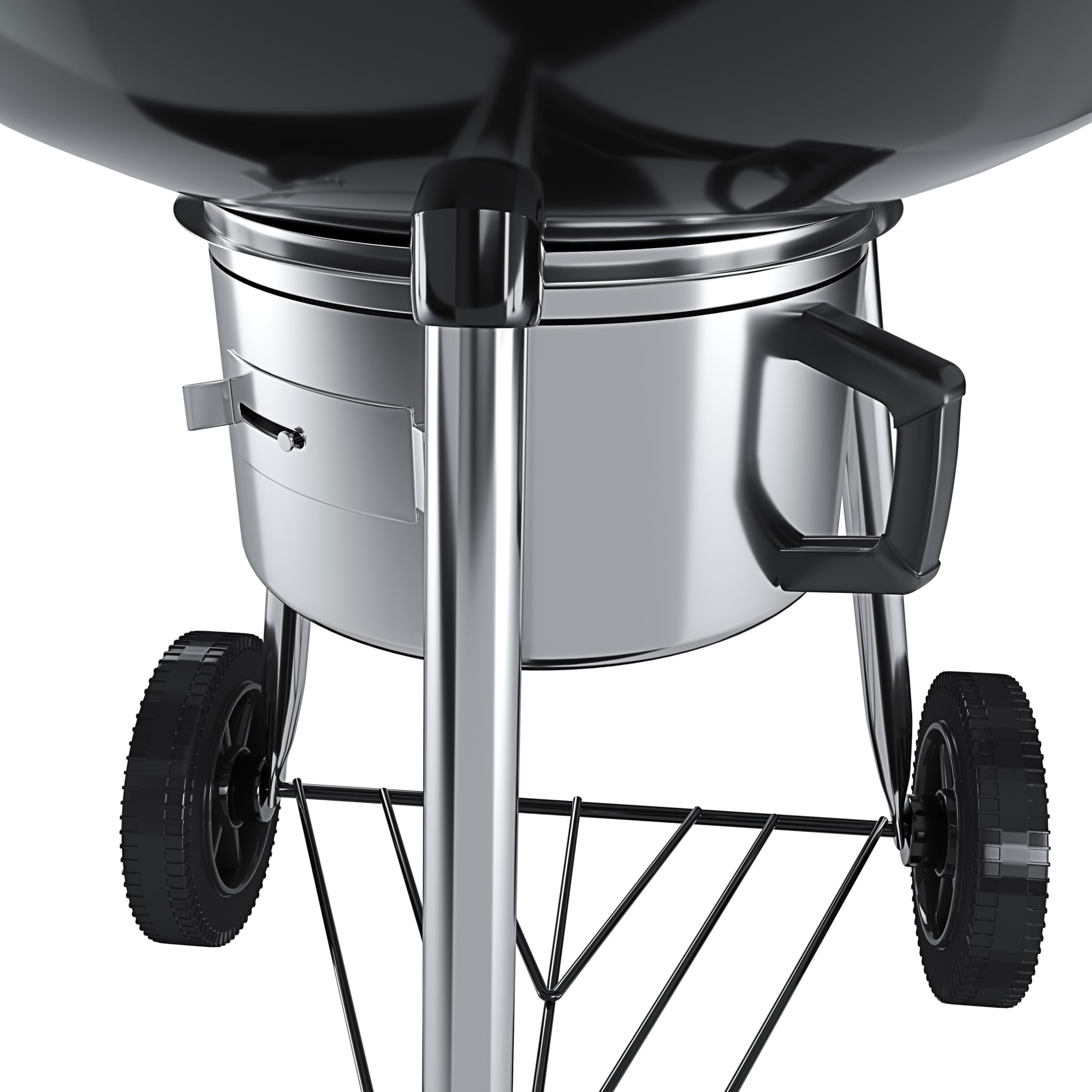 Barbecue 57 Cm Rotondo A Carbonella Carbone BBQ Portatile Compatto Grill Griglia Da Giardino Picnic Balcone Terrazzo Con Coperchio Ruote E Termometro Integrato Colore Nero