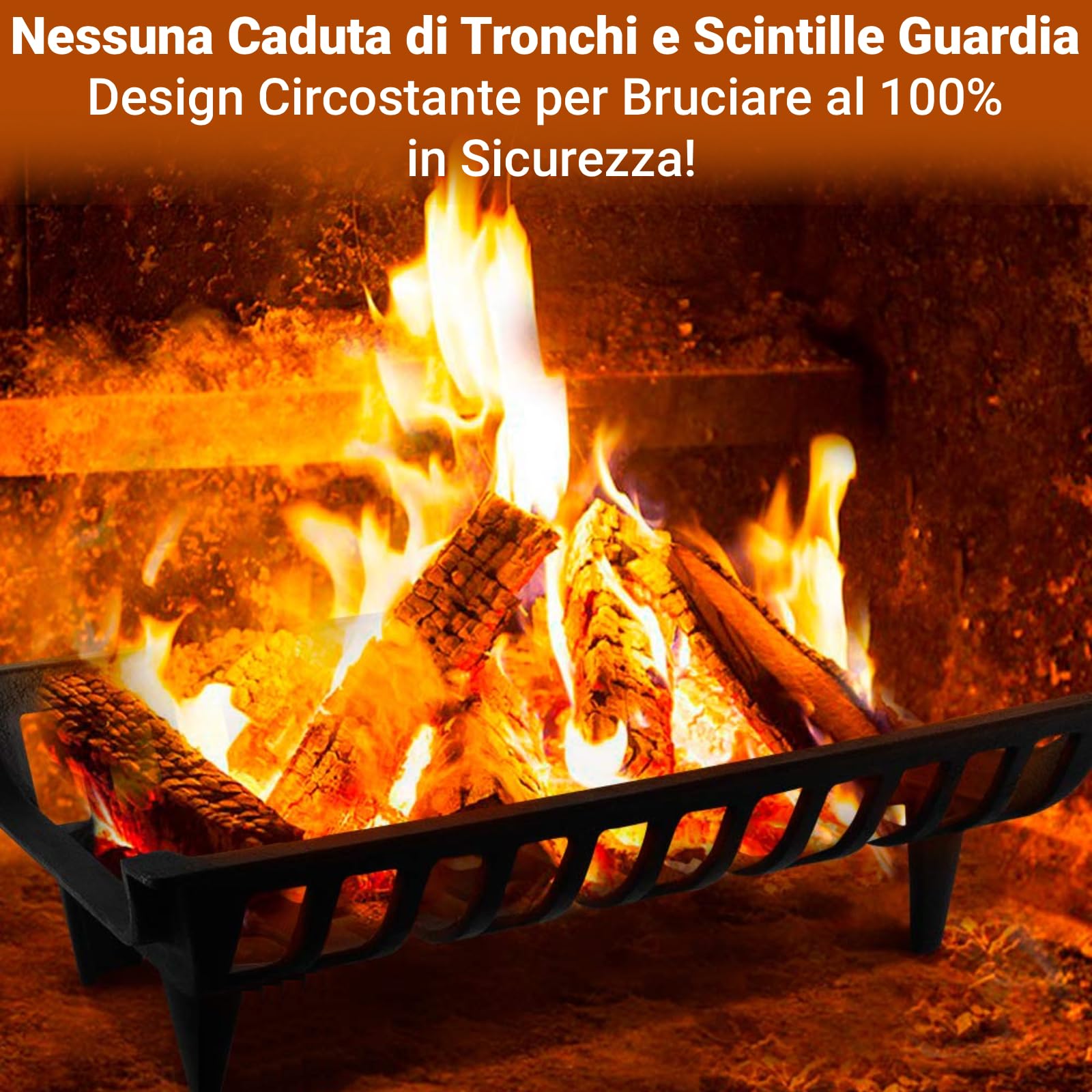 Amagabeli Griglia per camino Legna da ardere Porta legna In ghisa Interna Griglia di fuoco All'aperto Stufa a legna Supporto Supporto Nero