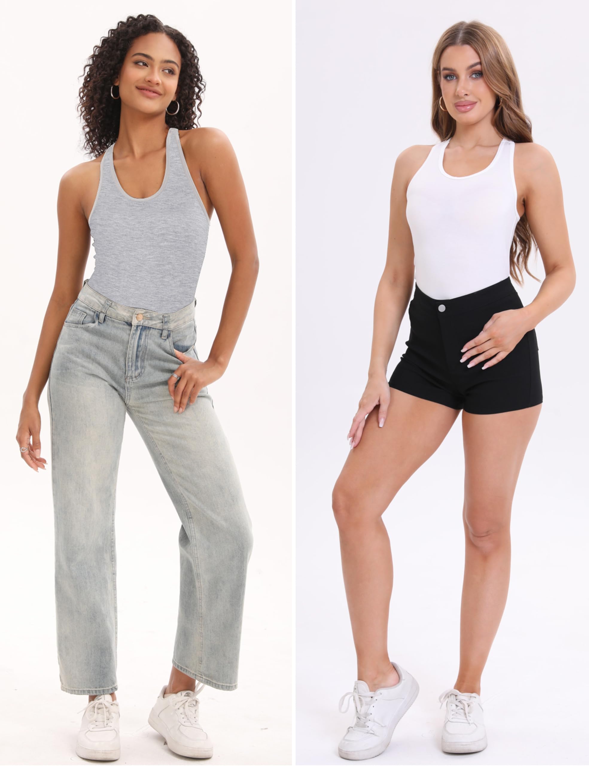 BQTQ 5 Pezzi Canotta Donna Tank Top Canotta Senza Maniche Canotta Sportiva da Donna Racerback Senza Maniche Top