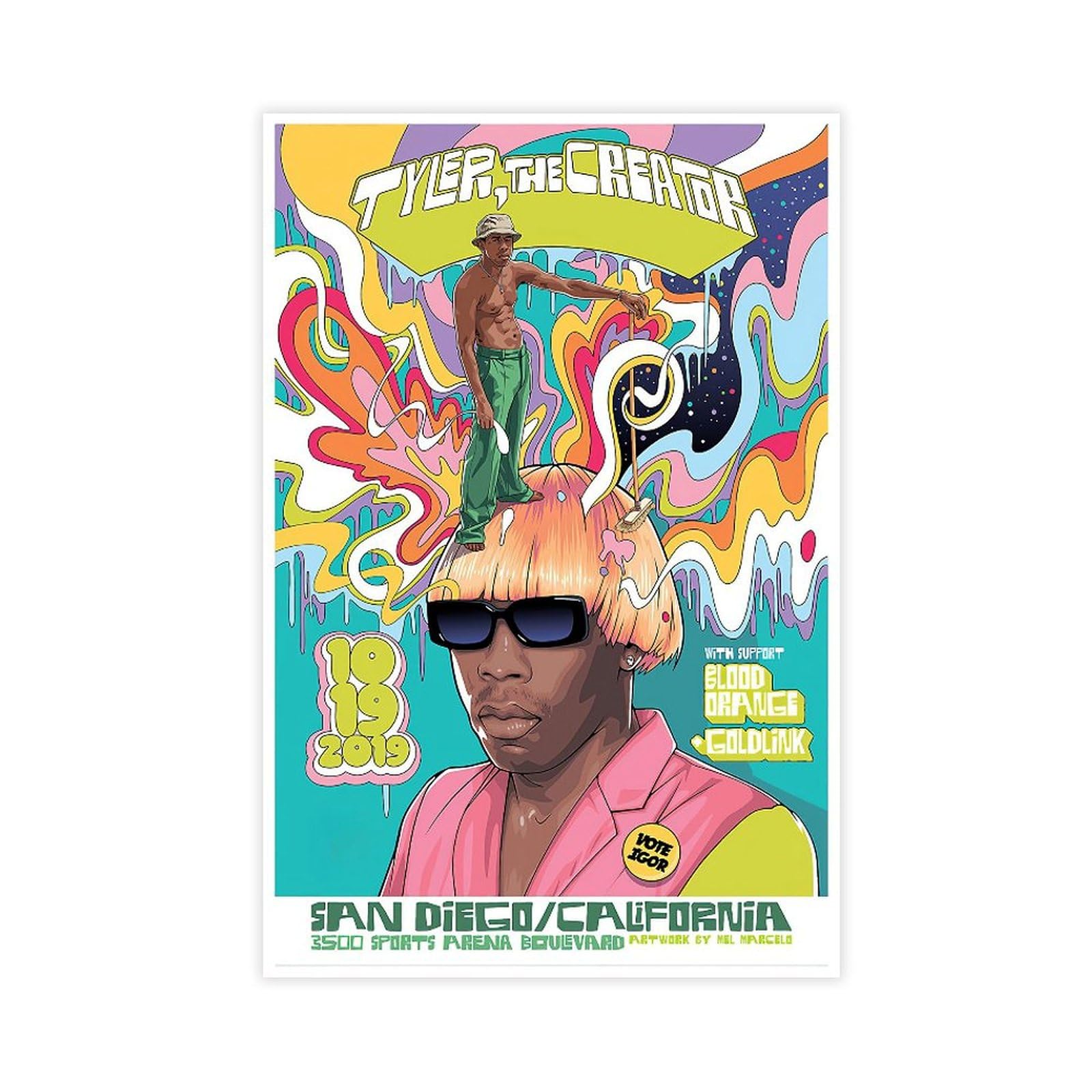 QVEARA Tyler The Creator Singer Rap Canvas Poster Wall Art Decor Print Picture Paintings for Living Room Bedroom Decoration Unframe-style-12x18inch(30x45cm)