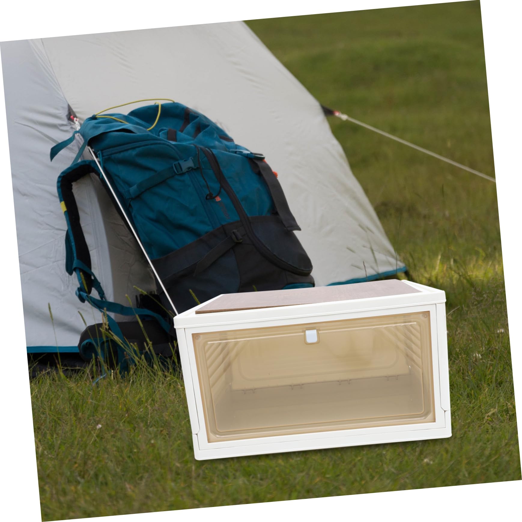 NOLITOY Caja de Almacenamiento Plegable Tapa 25 L de Plástico y Madera