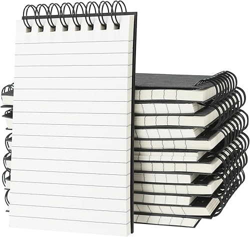 wavamawa Paquete de 12 cuadernos de bolsillo, pequeños blocs de notas de 3 x 5 pulgadas, mini cuaderno en espiral, tamaño de bolsillo, papel rayado
