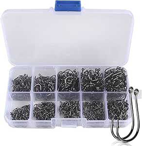 THETAG Angelhaken Set 20 Stück - Kohlenstoffstahl Haken Mit Widerhaken Für Süß- & Salzwasser