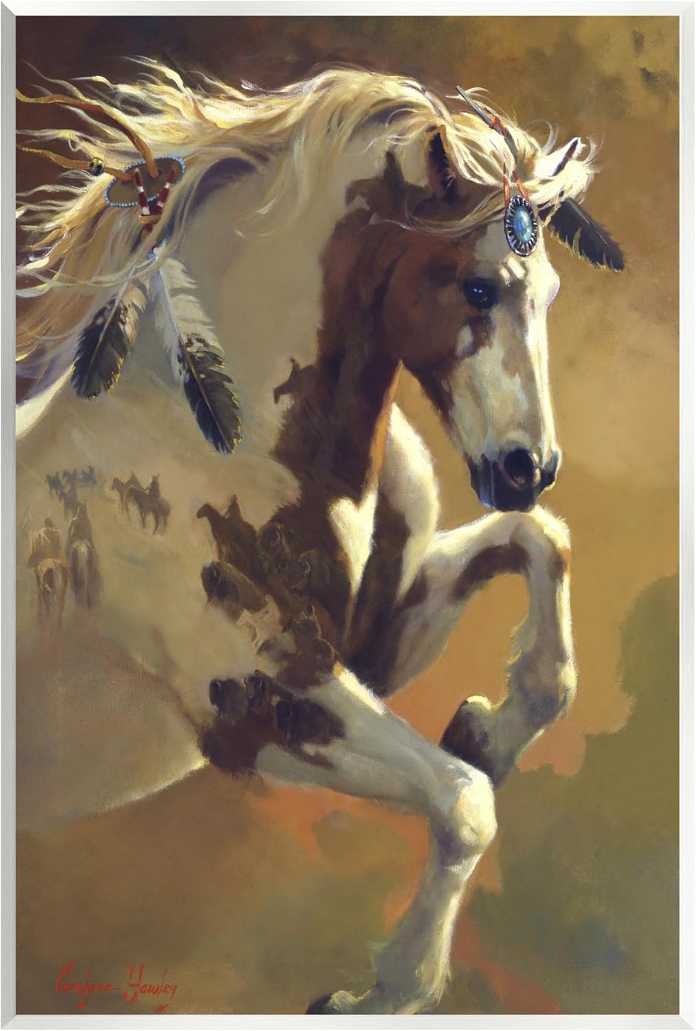 Stupell Industries Jumping Horse Painting Wall Plaque Art Design by Carolyne Hawley