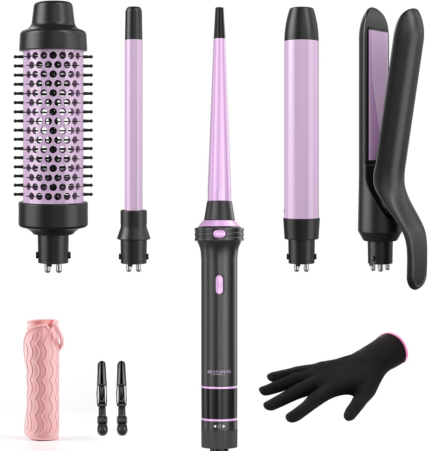 BESTOPE PRO Wand Curling Iron, 5 in 1 Curling Wand Set with