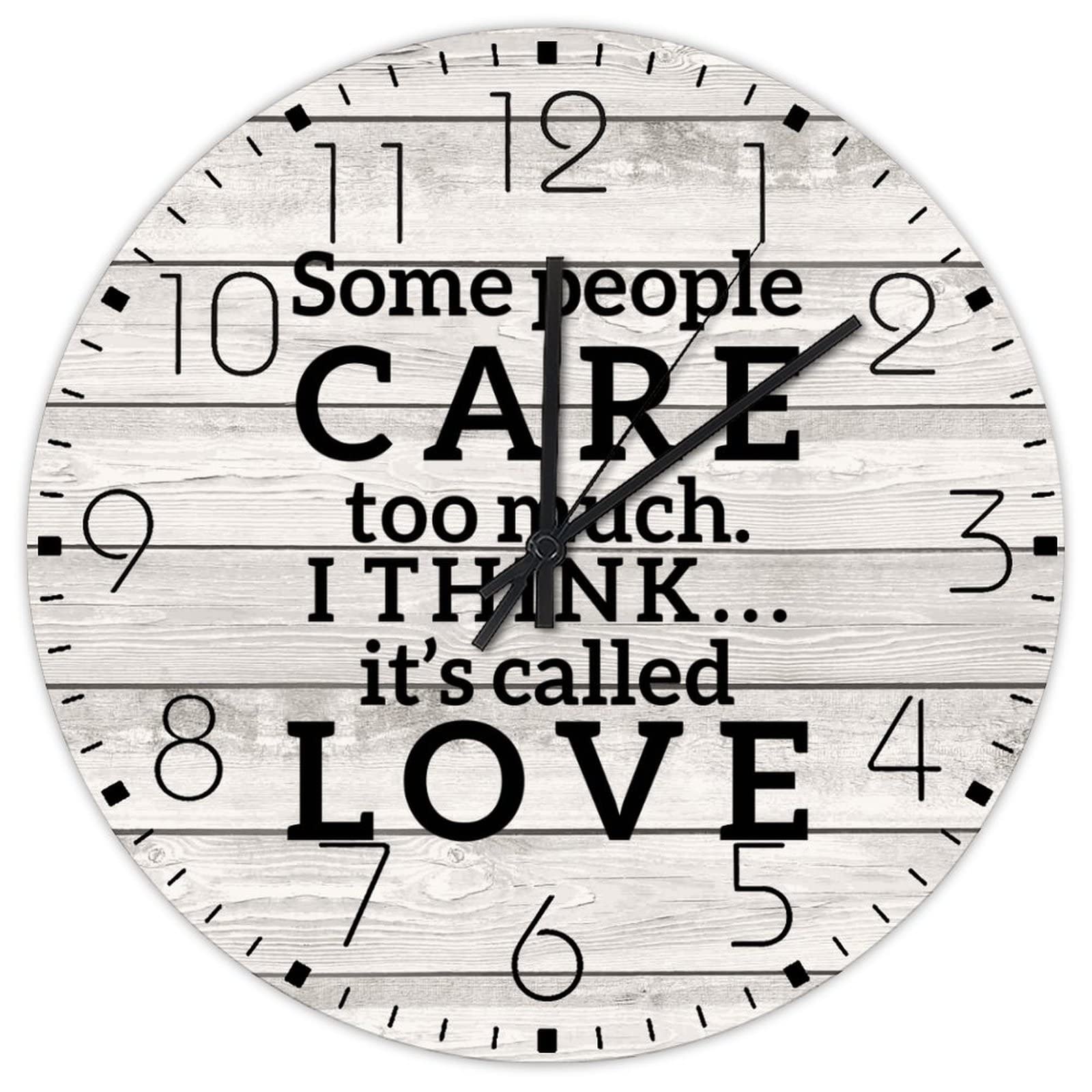 Horloge murale silencieuse en bois pour cheminée et loft