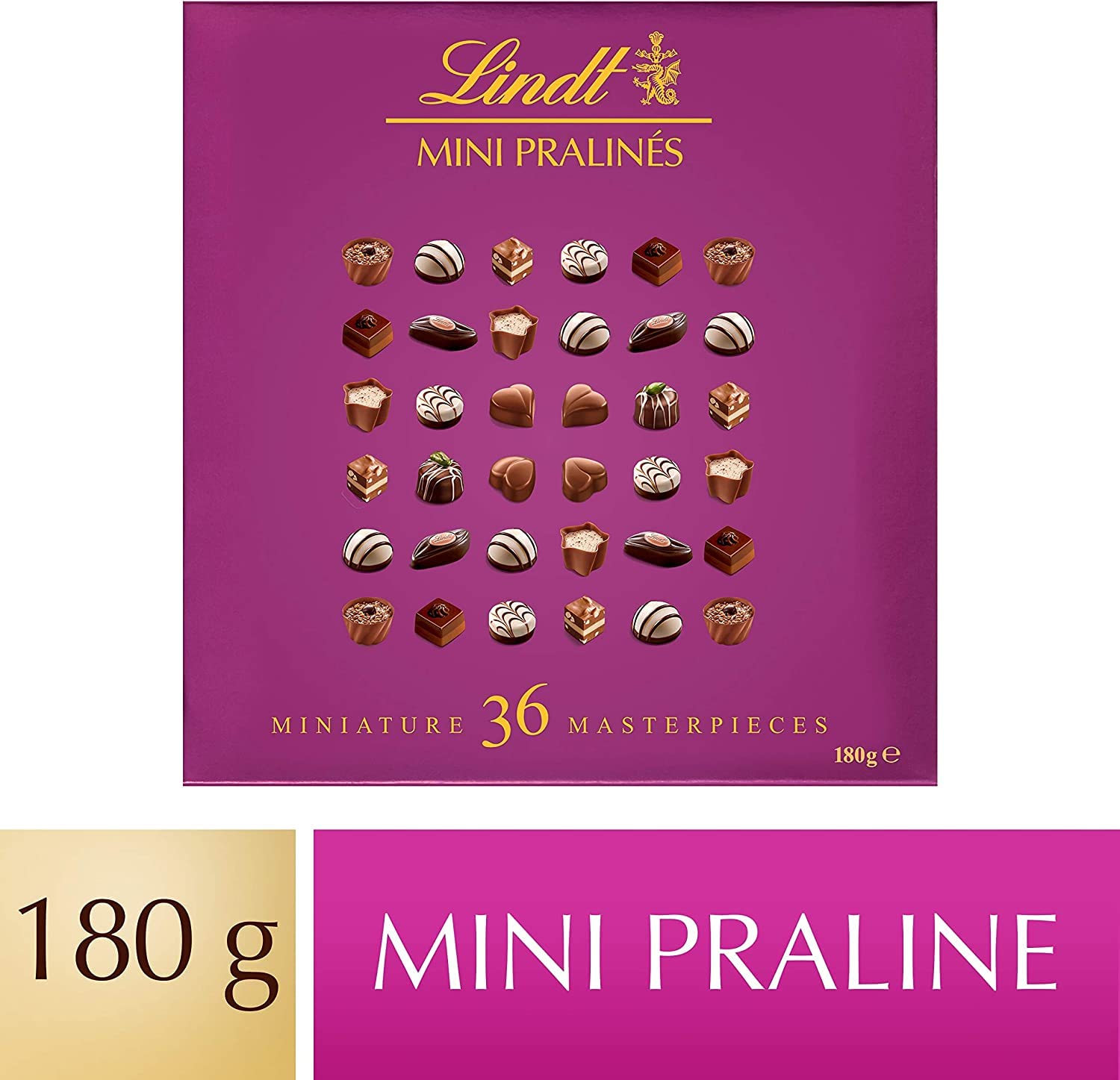 Lindt - Juego de 3 mini bombones (tamaño XL, 180 g)