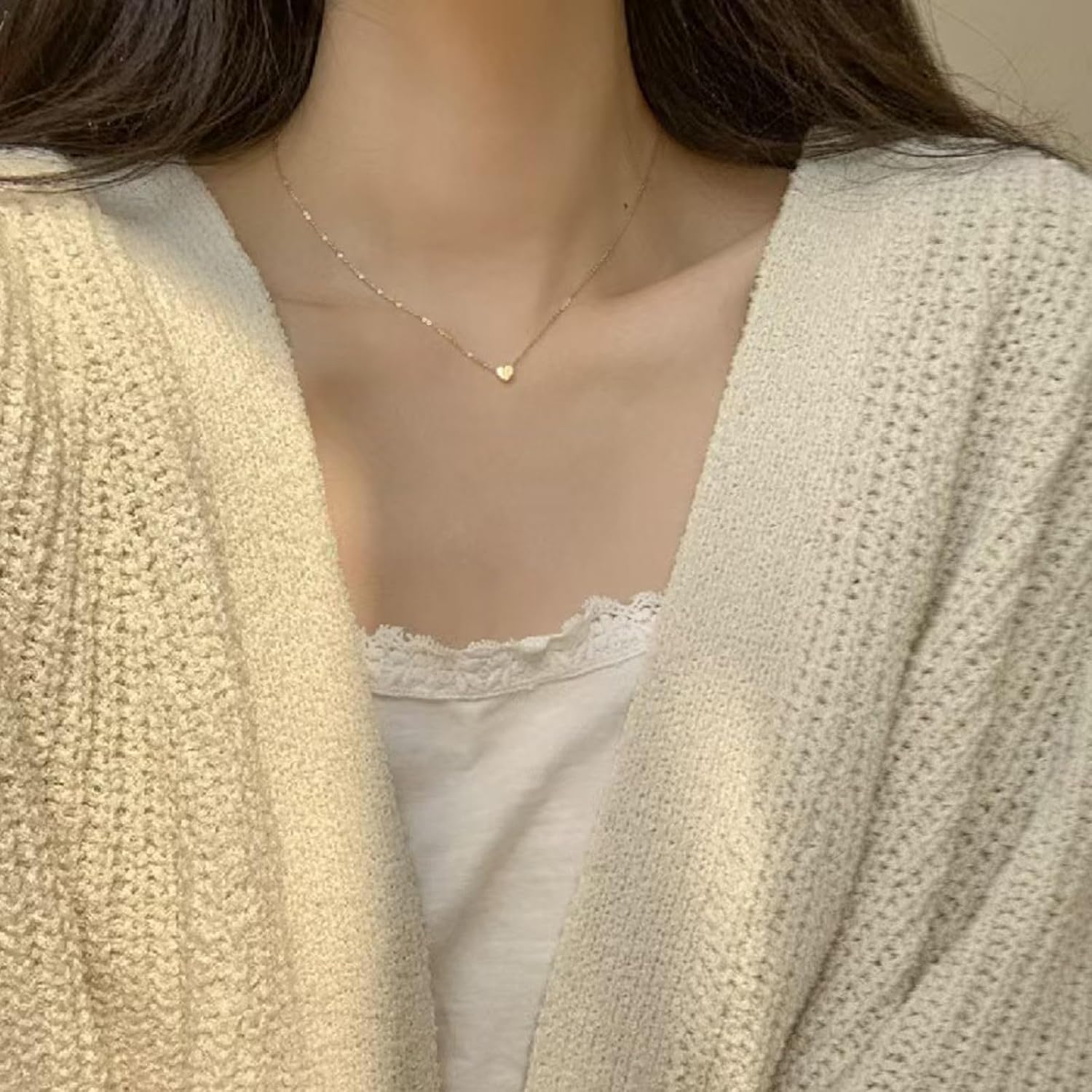 14k Gold Heart Necklaces for Women, Dainty Puffy Heart Stainless Steel Silver Choker Necklaces for Women, Uncommon James Paperclip Heart Necklace Aesthetic Jewelry - Image 6