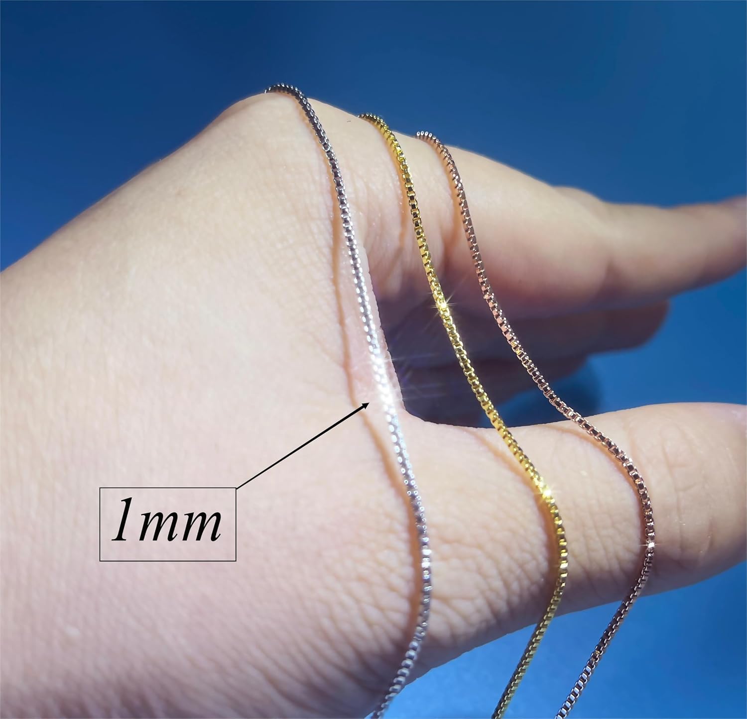 14K Real Yellow/White/Rose Gold Solid Box Link Chain Necklace with Lobster Claw Clasp, Jewelry Gift for Women or Men - Image 6