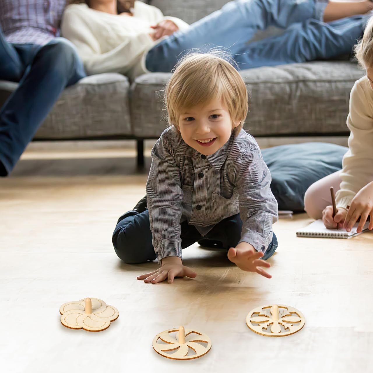 TOYANDONA 60 Stck Teiliges DIY Holzkreisel zum Bemalen Kreative Holz Gyroskope für Leere Holzspindeln zum Gestalten für Jungen und Mädchen Fördert Feinmotorik und Kreativität